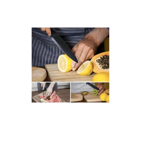 Stainless Steel Fruit Vegetable Knife for Chopping Slicing Dicing 2 Set Black - Picture 4 of 7
